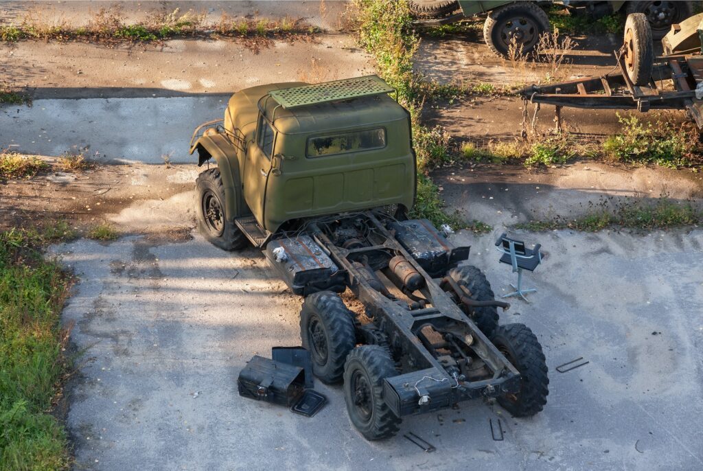 Russian rusty old army truck